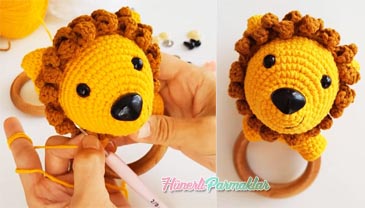 Amigurumi Aslan Çıngıraklı Diş Kaşıyıcı