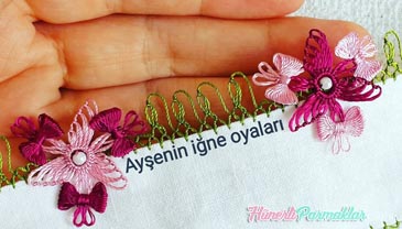 Üç Fiyonklu Çiçek İğne Oyası Yapılışı